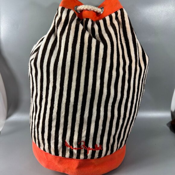Henri Bender Terry Beach Backpack Brown Orange Stripes Waterproof Lined main image 9